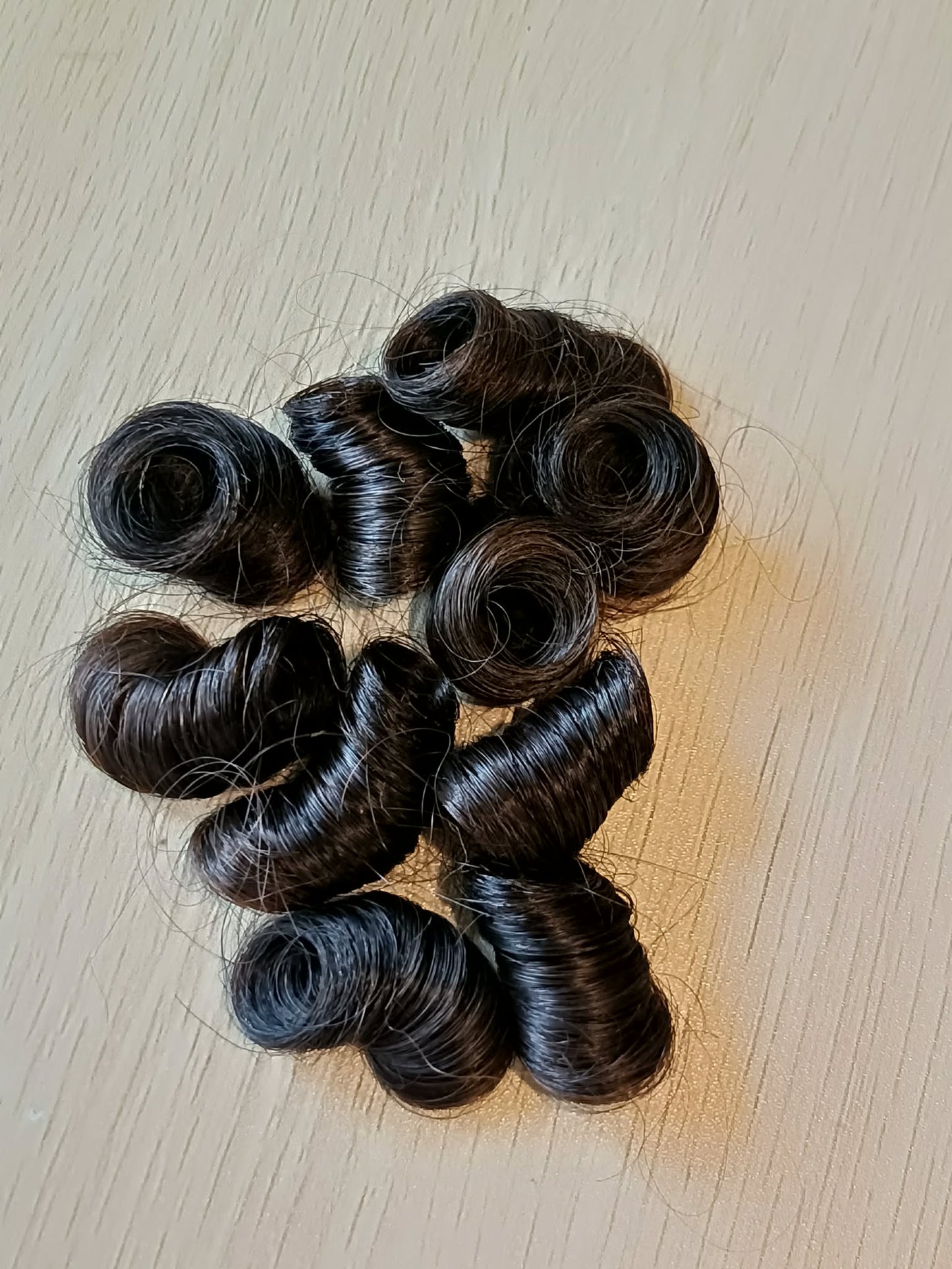 Dark Brown permanently curled human hair 20 grams